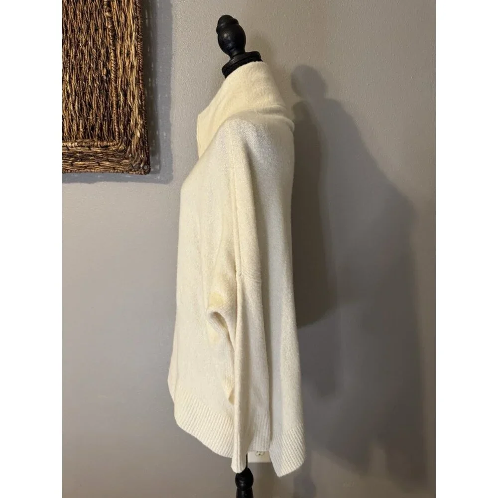 ALLSAINTS Sweater Lock Roll Neck Wool Yak L Blend Asymmetrical Hem Ivory